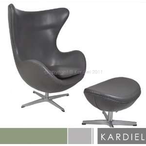  Egg Chair & Ottoman, Grey Aniline Leather: Home & Kitchen