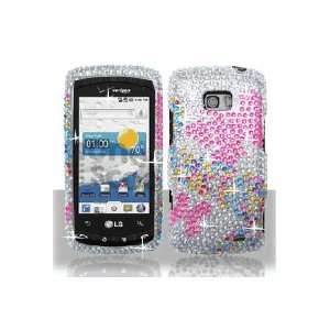  LG VS740 Ally Full Diamond Graphic Case   Hot Pink 