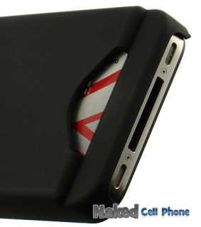 BLACK RUBBERIZED HARD CASE WALLET CREDIT CARD ID SLOT FOR APPLE iPHONE 