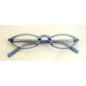   G35) Blue With RhinestoneTemples Plastic Frame Reading Glasses, +2.50