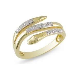  10K Yellow Gold Diamond Snake Ring: Jewelry