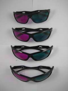   is for 4 pairs of Adult size Green   Magenta Plastic Frame 3D glasses