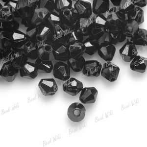 380pcs Black Faceted Bicone Acrylic Plastic Bead AR0105  