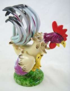 Vintage Pair of Colorful Roosters Curled Feathers Made In Japan By 