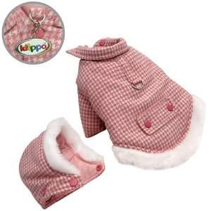   and Warm Houndstooth Dog Coat with Detachable Hood   L