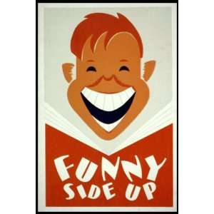 FUNNY SIDE UP BOOK BOY UNITED STATES AMERICAN US USA VINTAGE POSTER 