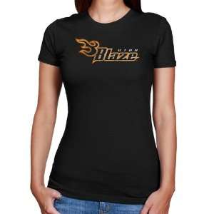 AFL Utah Blaze Ladies Black Distressed Logo Vintage Slim Fit T shirt 