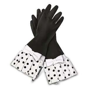 com Gloveables Dish Gloves    Black with Black Polka Dots Dish Gloves 
