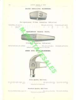1903 Atha Railroad Maul Adze Eye Hammer Catalog AD  