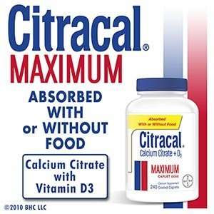  Maximum Calcium Citrate + Vitamin D3 Promotes Good Bone 