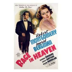 Rage in Heaven, Robert Montgomery, Ingrid Bergman, 1941 Premium Poster 