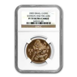  2009 Israel Samson and Lion Proof 1/2 oz Gold Coin PF 70 