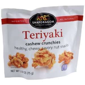 SNAPDRAGON Teriyaki Cashew Crunchies, 2.6 Ounce Bags (Pack of 12 