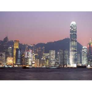 Skyline of Central, Hong Kong Island, at Dusk, Hong Kong, China, Asia 