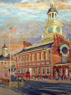 Kamil Kubik Independence Hall Original Pastel Drawing, Philadelphia 