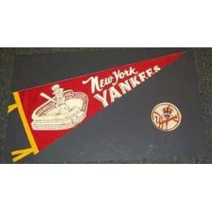 Vintage New York Yankees Pennant & Felt Logo Patch ~nm~   MLB Patches 