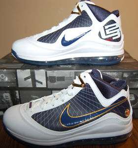 New Nike Air Max Lebron VII White/Navy Athletic Shoes Mens 9.5  