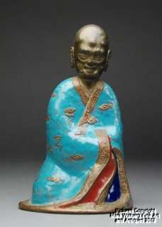 Chinese Enamel and Gilt Copper Figure of Seated Lohan, 18/19th Century 
