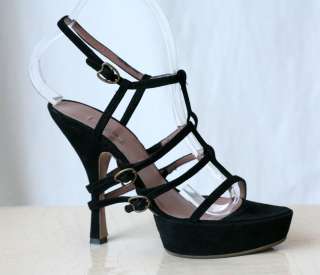 ALAIA Black Platform Strappy Sandal Heel Pump 36.5 6.5  