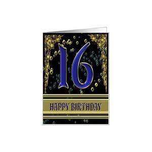  16th Birthday card with elegant golden highlights Card 