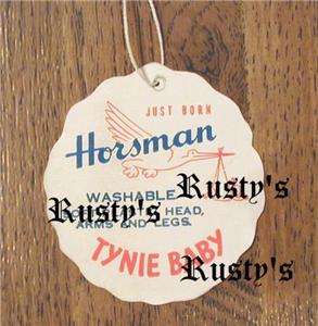 1950s/60s Horsman TYNIE BABY doll Wrist Hang TAG  