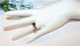   14K ROSE GOLD GARNET SOLITAIRE RING Antique Estate JEWELRY WOW  