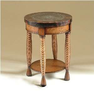  Antique Shoppe Round Accent Table with Display Shelf