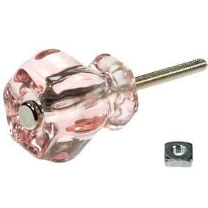 Glass Knobs   1 1/4 Inch Depression Pink Colored Glass Knobs and Glass 