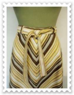 Vintage 70s Chevron Stripes High Waist Aline Knit Skirt W26  