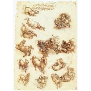  Acrylic Keyring Leonardo da Vinci Study sheet with horses 