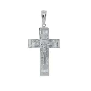 Appealing Jesus Christ Design Cross Pendant, Set with Baguette Top 