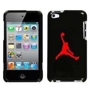 APPLE IPOD TOUCH ITOUCH 4 4TH RED AIR JORDAN LOGO ON A BLACK HARD CASE 