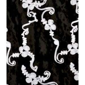  White on Black Ribbon Taffeta Fabric Arts, Crafts 
