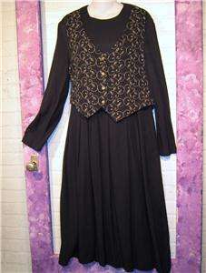 Long Black Vested Dress ~ S.L. PETITES ~ Size 12  