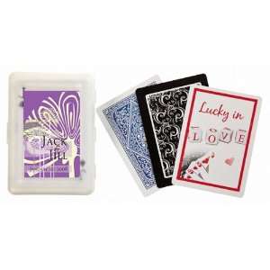Baby Keepsake: Purple Tall Flower Design Personalized Playing Card 