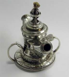 FINE ANTIQUE ARTS & CRAFTS SILVER PLATED BOAT HULL TABLE CIGAR LIGHTER 