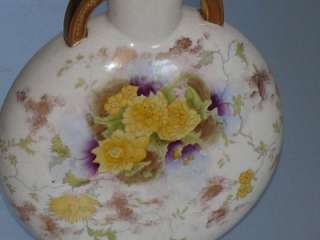 Antique Adderley Porcelain Pillow Floral Vase England Gold Gilt 