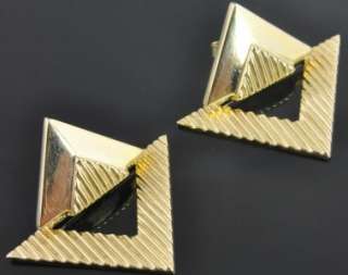   Italian Estate 14K Yellow Gold Convertible Triangle Drop Post Earrings