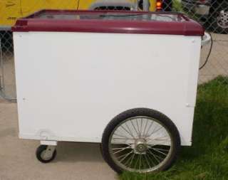 Ice Cream Cold Plate Vendor Push Cart Cooler Glass Top Doors Pick UP 