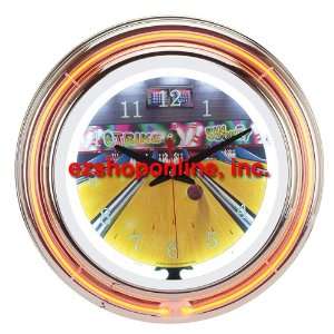  Sports Mania Bowling Theme Double Neon Clock: Home 