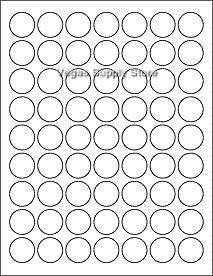 Sheets 7/8 Round Hi Gloss White Laser / Inkjet Labels / Stickers 