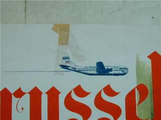 VINTAGE airline poster PAN AMERICAN travel BRUSSELS by CLIPPER from 