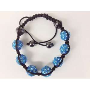  Sky blue rhinestone shamballa bracelet with 7 ball 