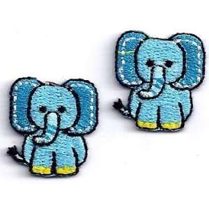 Elephants, Blue (Set of 2)  Iron On Embroidered Applique/Children/Cute 
