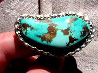 Sky Blue Turquoise &Copper Sterling Silver Ring 925 Sz9  