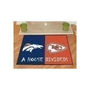  NFL House Divided Rivalry Rug Denver Broncos   Kansas City 
