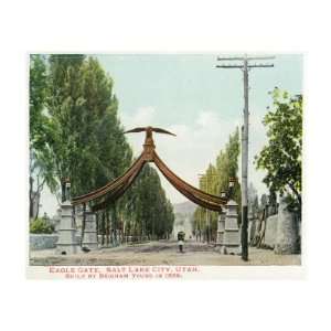 Salt Lake City, Utah, View of Eagle Gate built by Brigham Young Giclee 