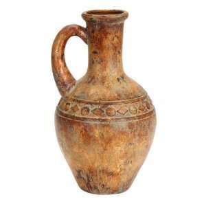   Distress Terra Cotta Art Urn Ceramic Vase with Handle