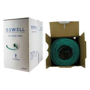 Sewell   Cat5e Bulk Cable, 24 AWG, UTP, 1000 ft, Green.  