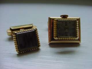 Vintage Rare 14k Solid Gold Watch Cufflink s Swiss UTI  